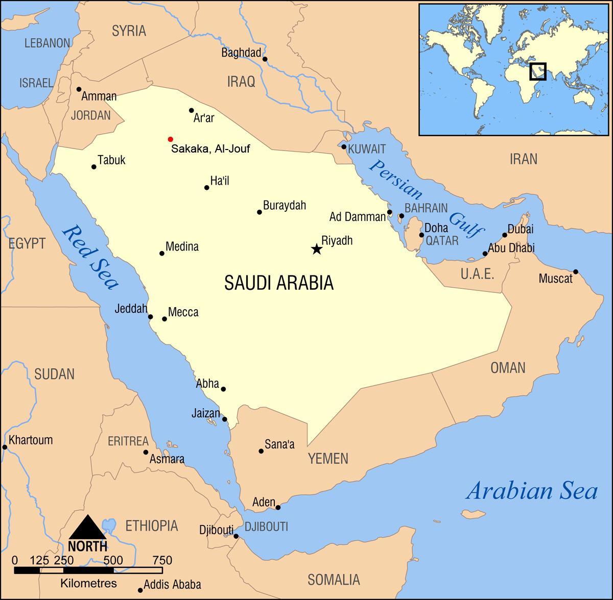 al jouf mapu v Saudskej Arábii