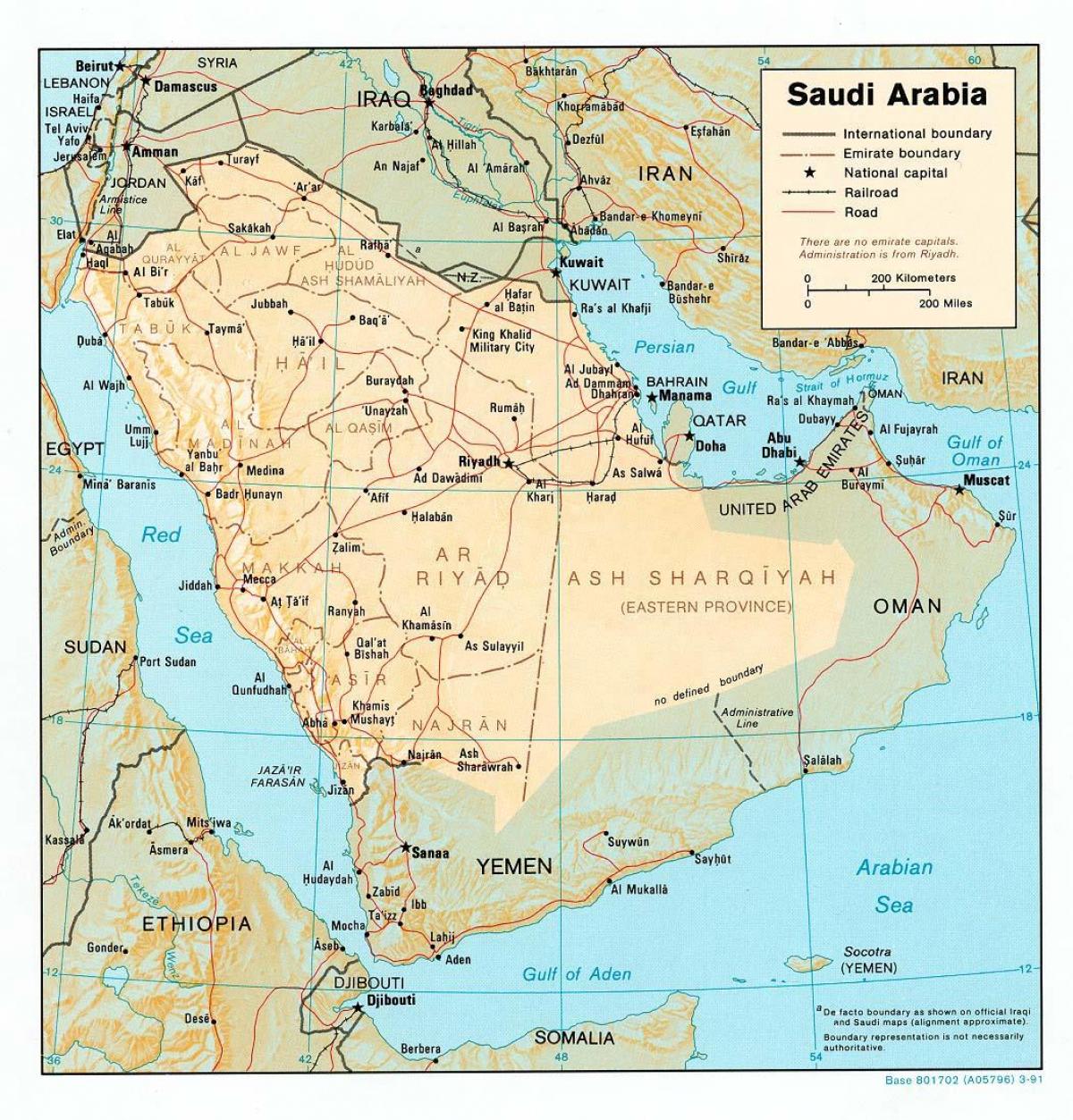 Saudská Arábia mapu hd