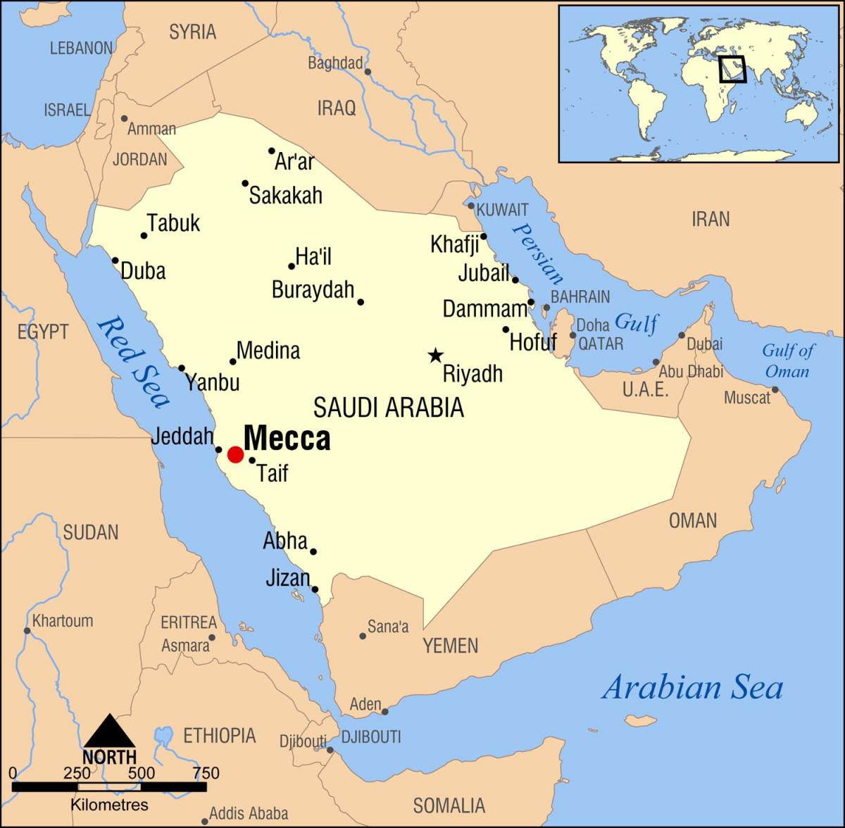 mapu mekky v Saudskej Arábii