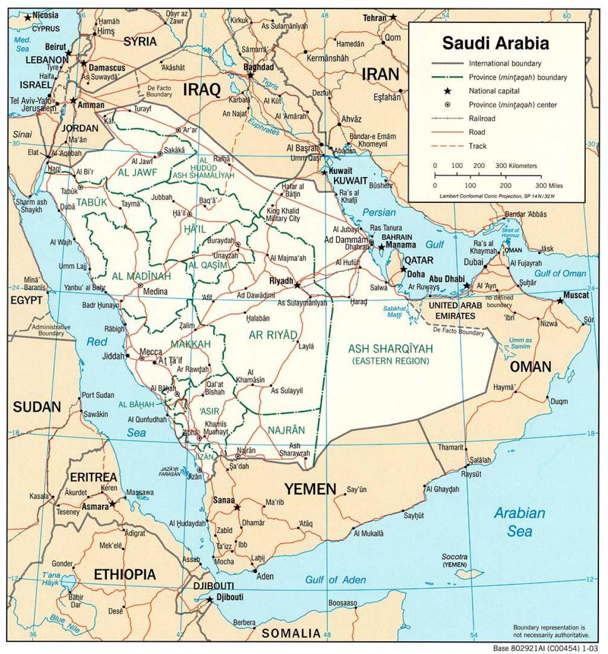 Saudská Arábia cesty mapu