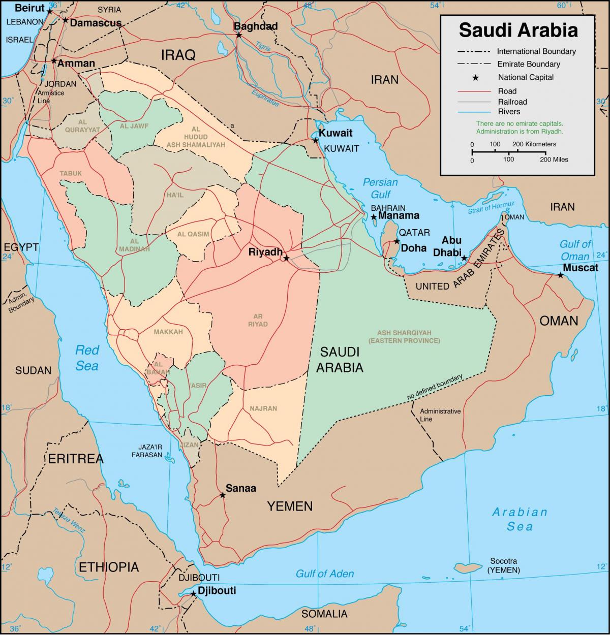 Saudská Arábia regiónov mapu