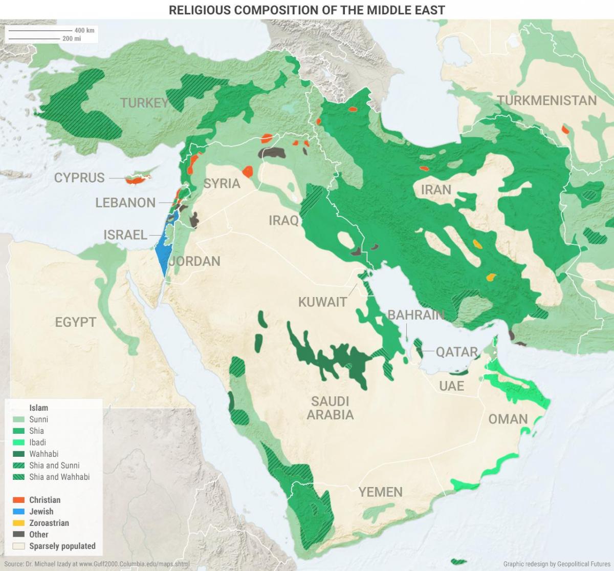 Mapa Saudská Arábia náboženstvo