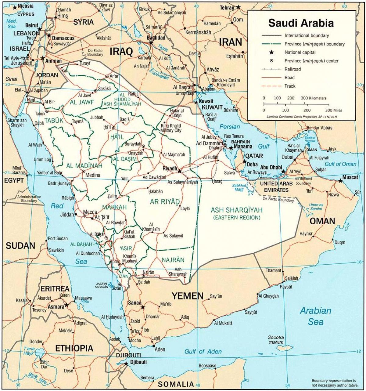 Mapa Saudská Arábia on-line