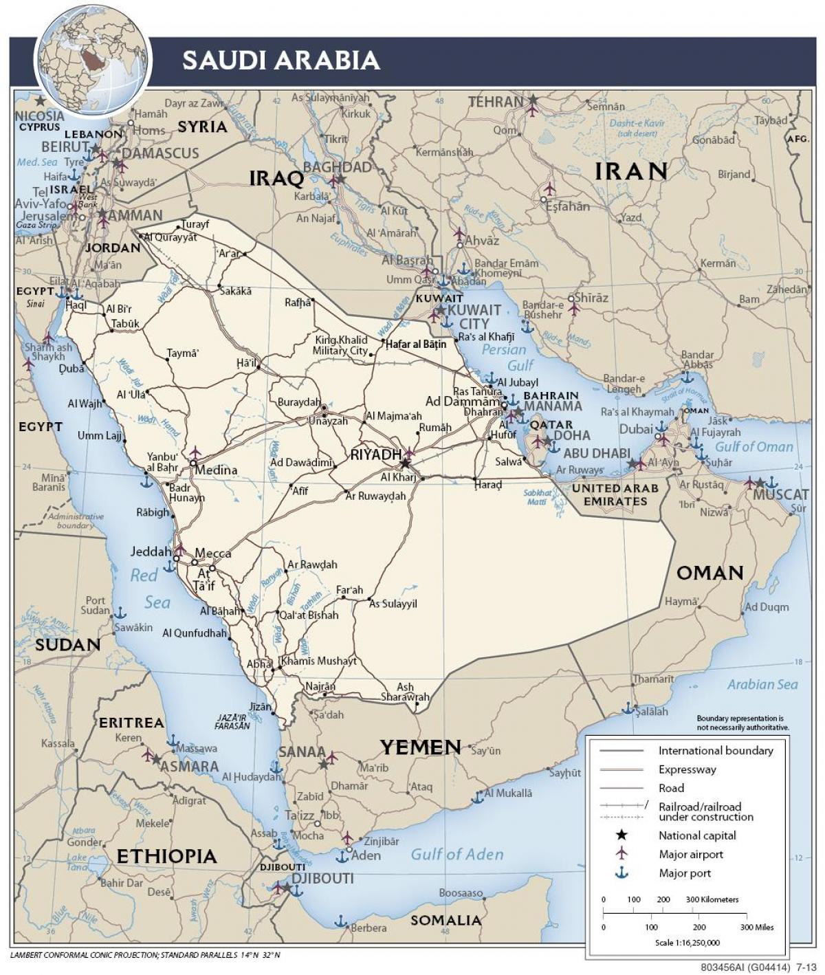 Mapa Saudská Arábia porty