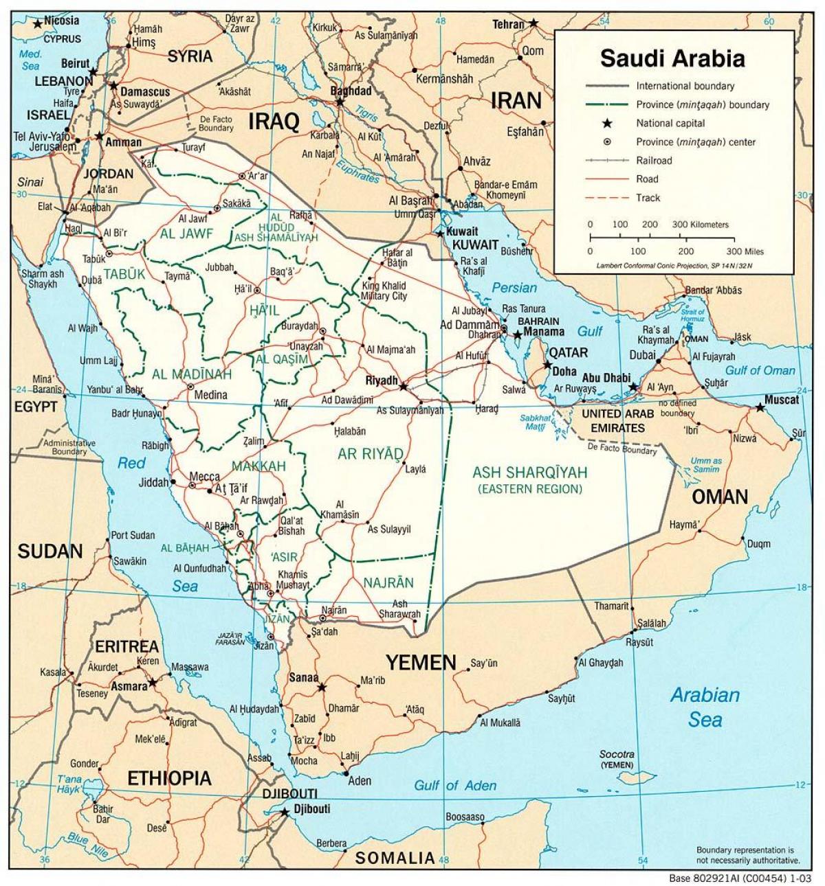 Mapa Saudská Arábia trasy