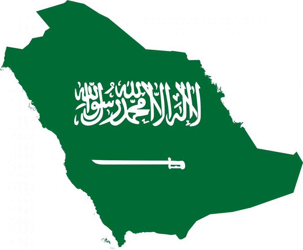 Saudská Arábia mapu vlajka