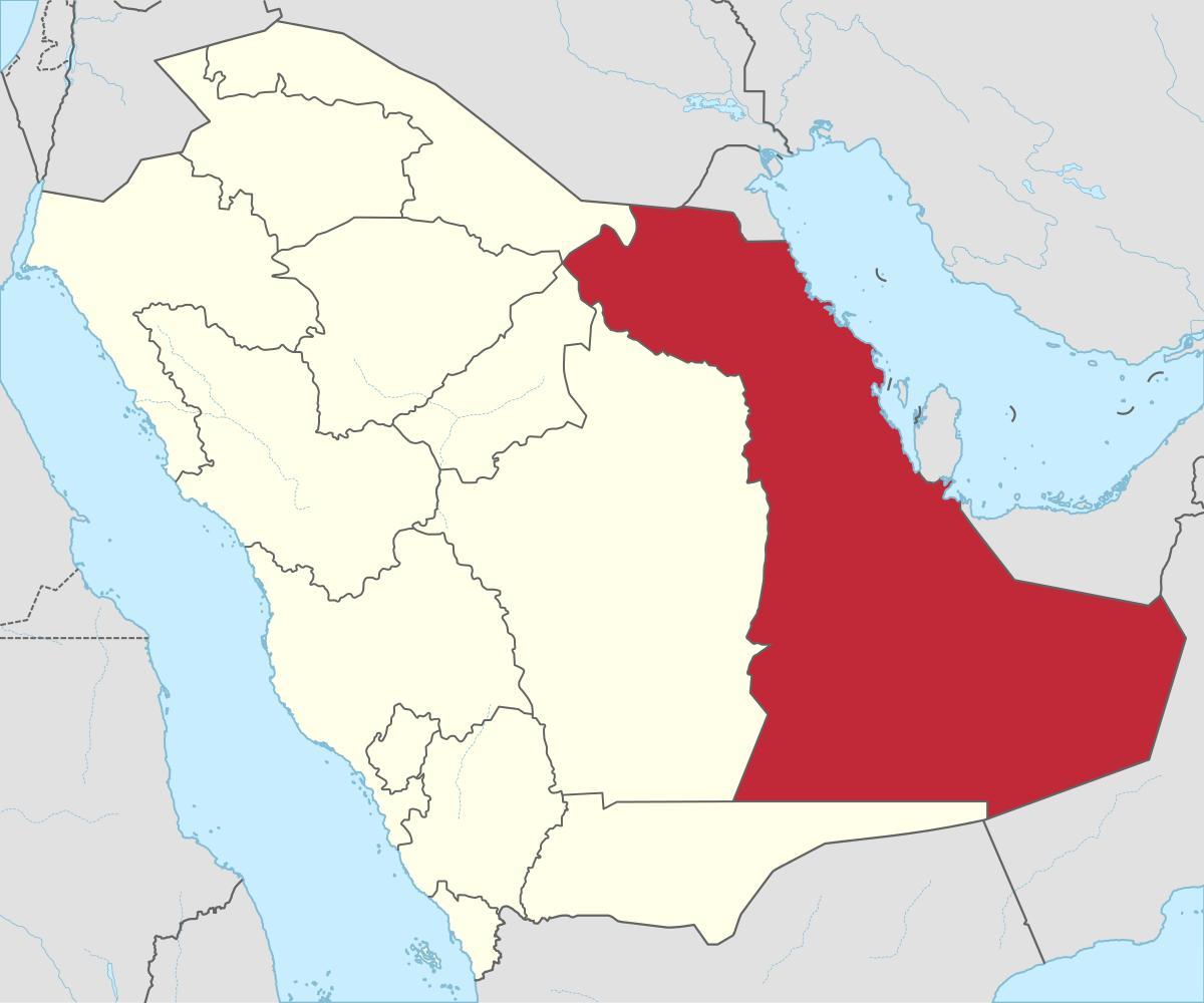 Mapa východnej provincii Saudská Arábia