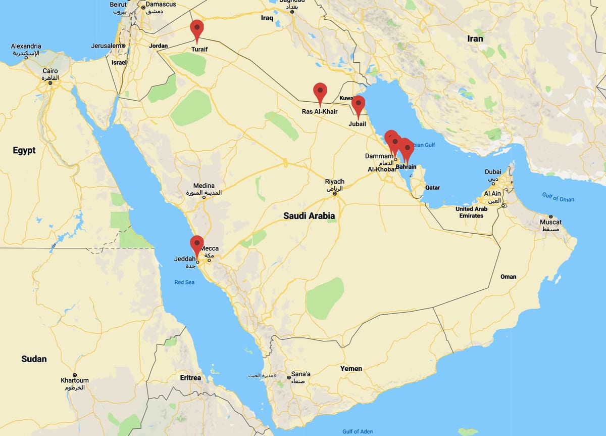 mapa Saudská Arábia al khobar