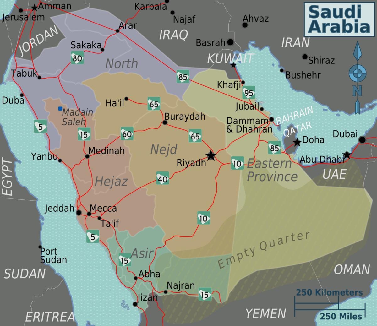 KSA mapu s mestá