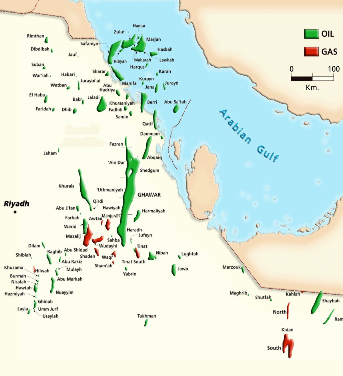 Mapa manifa Saudská Arábia