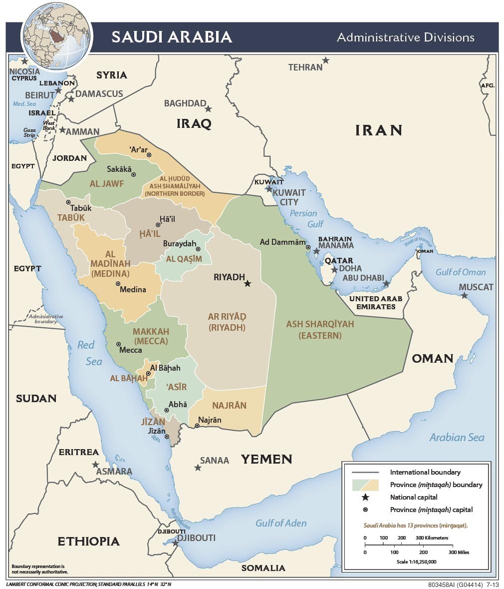 qassim Saudská Arábia mapu