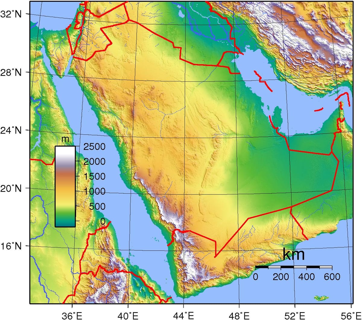 Mapa Saudská Arábia fasáda