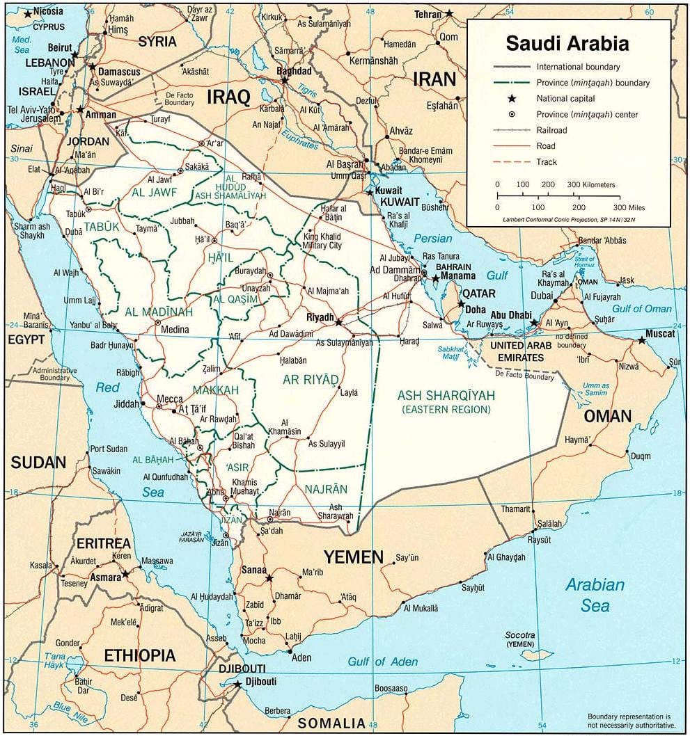 Mapa Saudská Arábia on-line