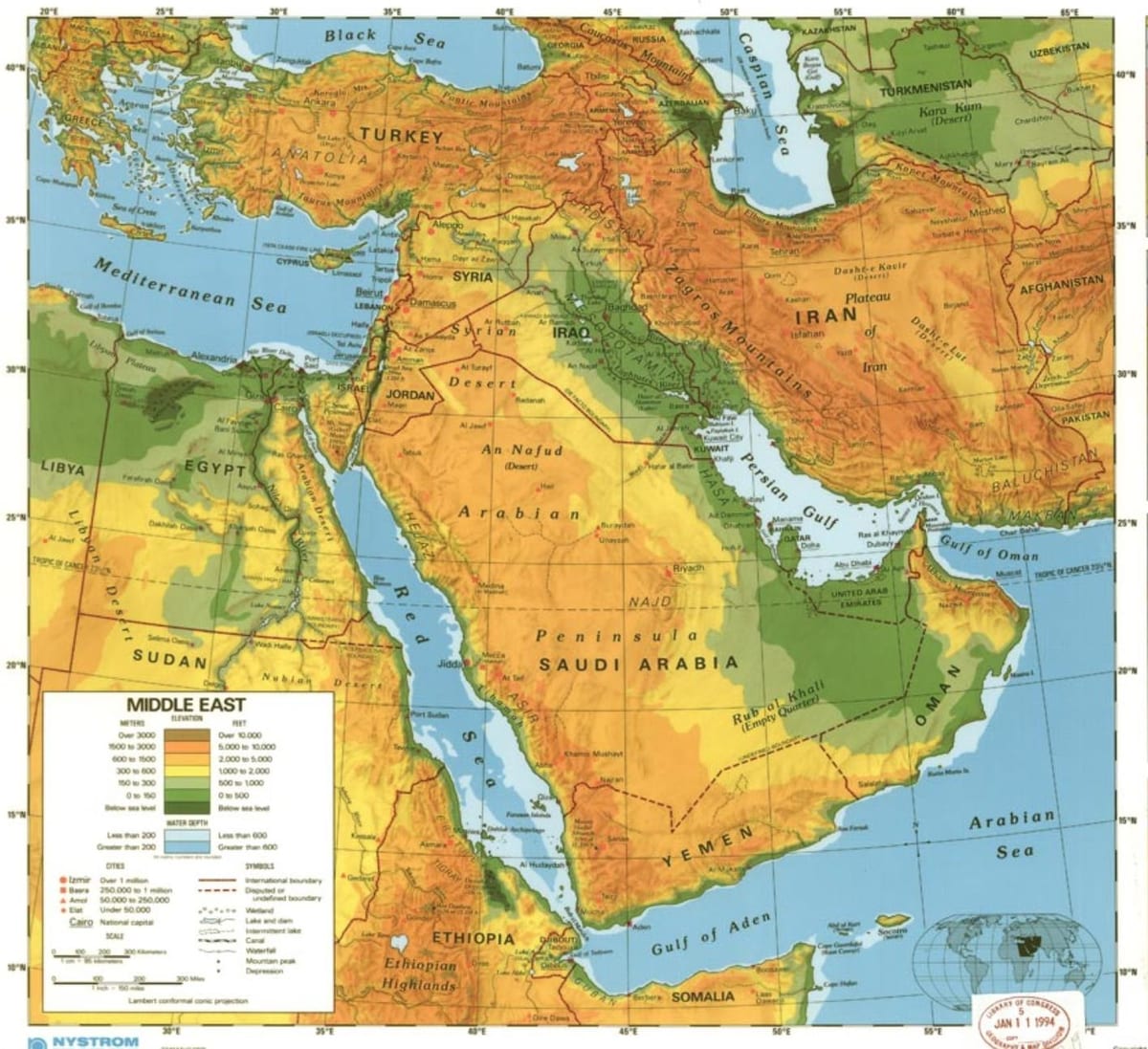 Mapa Saudská Arábia púšti