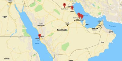 Mapa Saudská Arábia al khobar