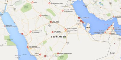 Saudská Arábia letísk mapu