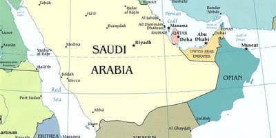 Mapa Saudskej Arabskom polostrove