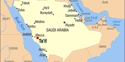 Saudská Arábia meste taif mapu