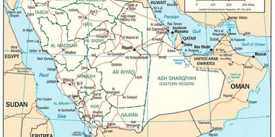 Saudská Arábia cesty mapu