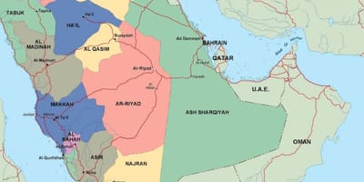 Mapa Saudská Arábia mestá