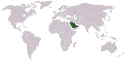 Saudská Arábia na mape sveta