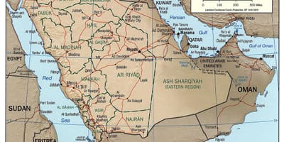 Mapa Saudská Arábia rieka