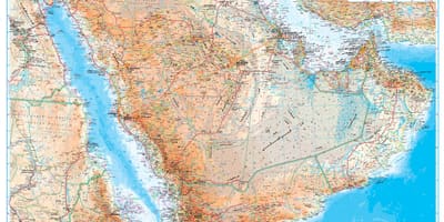 Mapa Saudská Arábia topografické